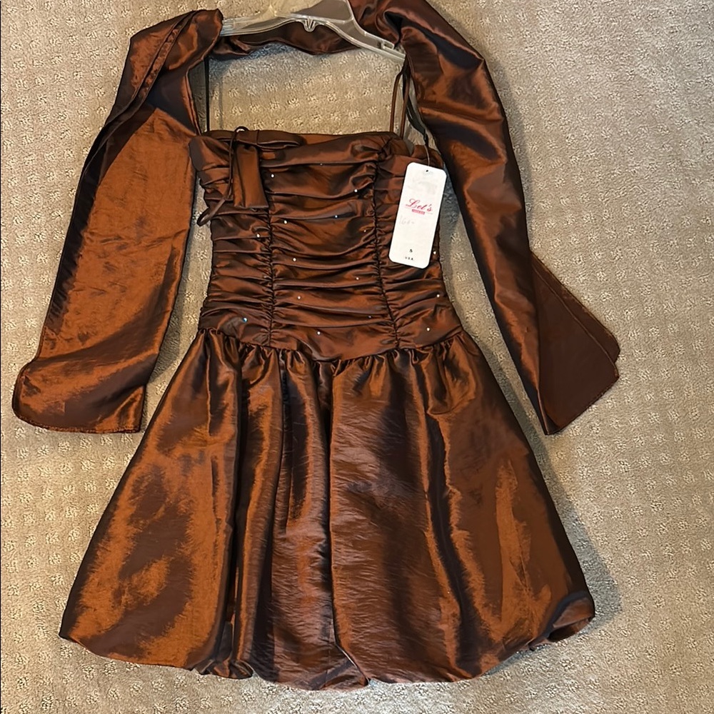XOXO Kids Formal Dress in Shimmering Brown